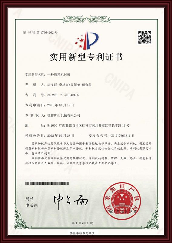 Invention patent certificate